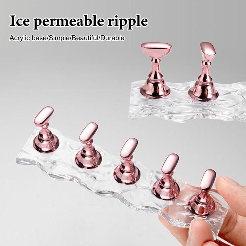 1 Set Magnetic Nail Holder False Nail Tip Practice Stand  Base Holder Nail Art Display For Art Salon Diy & Practice