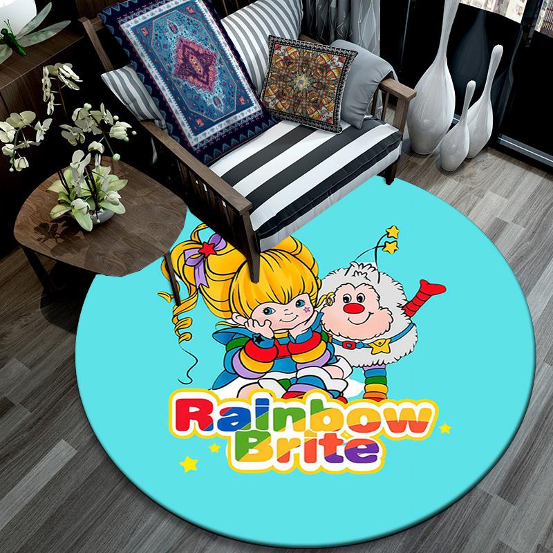 Rainbow Brite2,Round Area Rug,Carpet Rug for Living Room Bedroom Sofa Playroom Decor,Non-slip Floor Mat