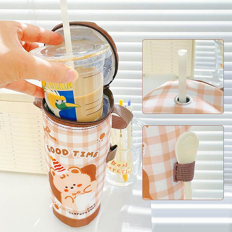 Portable Milk Tea Tote Bag Heat Preservation Bag Eco-Friendly Handbag Carrying Insulated Cup Cover Tumbler Cup Accessories