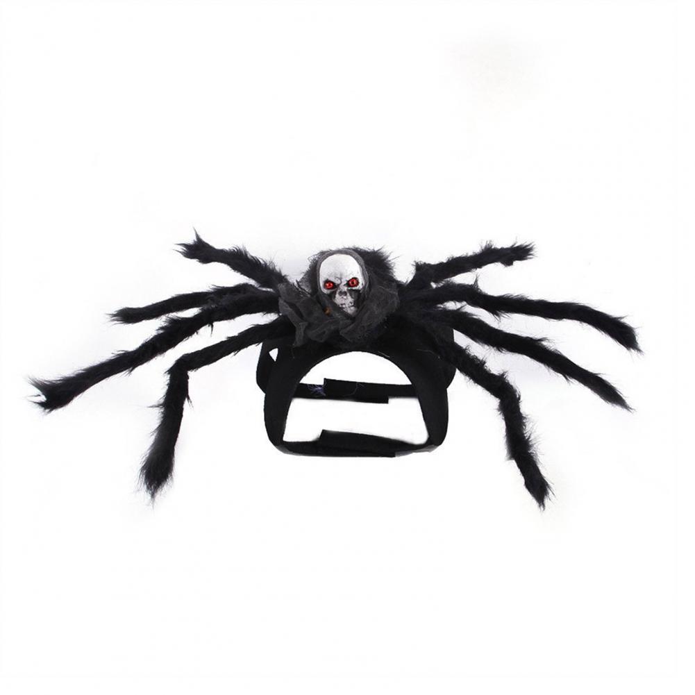 Pet Spider Costume Halloween Cat Spider Outfit with Skull Face Black Spider Holiday Apparel for Cats Dogs Cosplay Photo Props