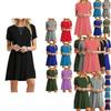 Stylish Women's Summer Tunic T-shirt Dress With Short Sleeves And Solid Colors