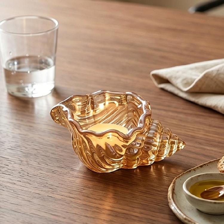 Tealight Candle Holders Glass Votive Candle Holders Conch Candlestick for Wedding Living Room Centerpiece Decorations