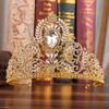Retro Palace Baroque Luxury Bridal Large Crown Alloy Diamond Wedding Tiara Crown