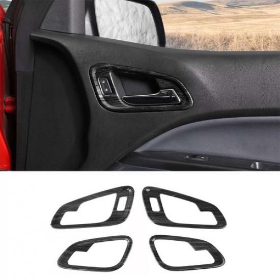 Black Wood Interior Door Handle Bowl Decor Cover Trim for Chevrolet Colorado 14+