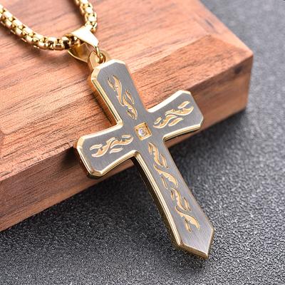 3 Stile Silberfarben Religiöser Schmuck Großhandel Kreativer Facetten-Dreifarbenes Kreuz-Anhänger