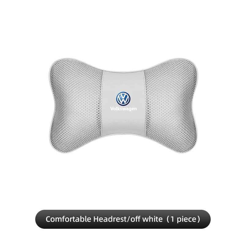 

2026 Hot For Volkswagen VW 1Pcs Car Seat Headrest Ice Silk Neck Pillow Support Pad For VW GTI Polo Golf Passat Tiguan Arteon Tou грязно-белый