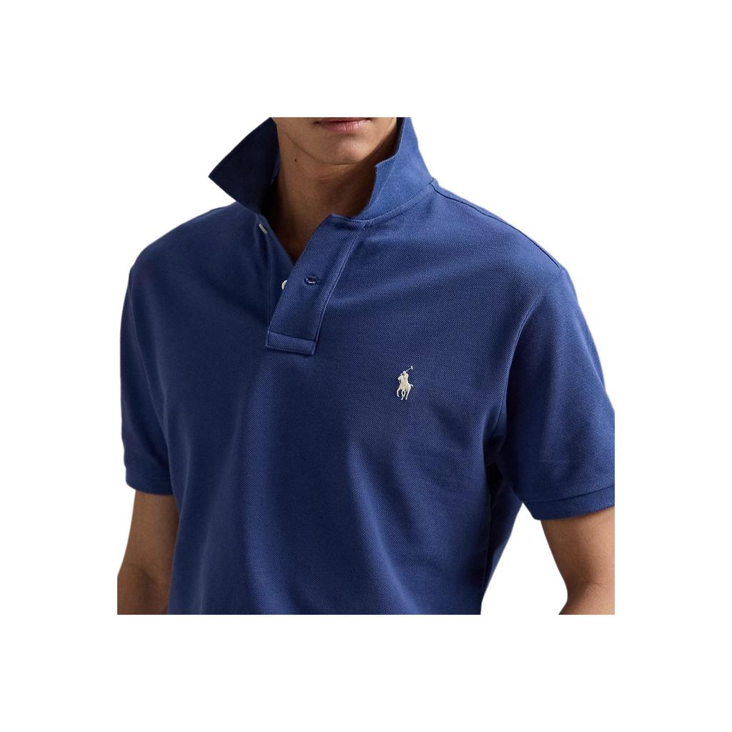 Polo Ralph Lauren SS25 Pony Embroidered Mesh Short Sleeve Polo Shirt Men Polo Shirts Blue 710680784-434