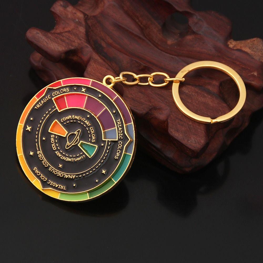 Multicolour Spinning Color Compass Keychain Rotable Color Palette Keychain Classmate Gifts