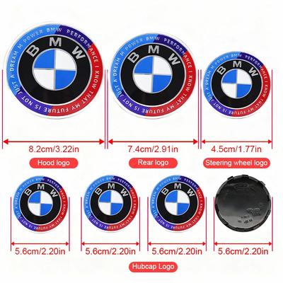 7Pcs Car Front Rear Logos Wheel Hub Center Cover Steering Wheel Center Badge Sticker For F22 X6E71 E70 X5G05 G60 X5E53 E46