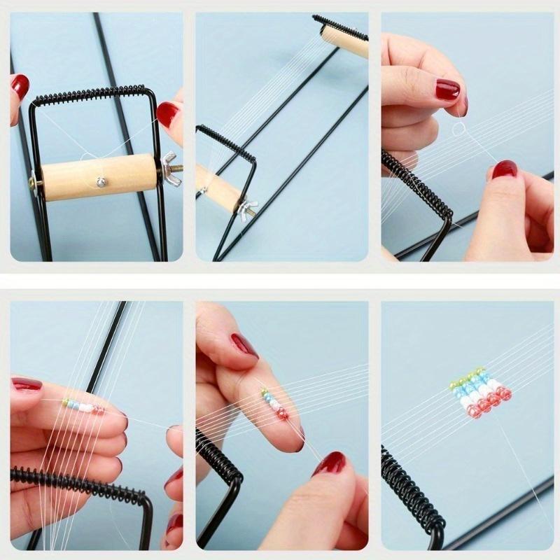 Weaving Beading Loom Easy-to-Use DIY Tool with Elastic Band Charm Czech Glass Beads Needle for Bracelet Necklace Jewelry Makinng