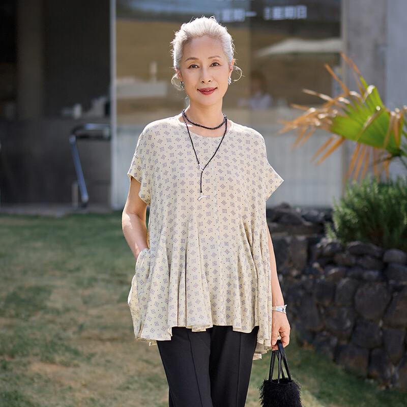 

Women s Mid-Aged Summer Short Sleeve T-Shirt One Size