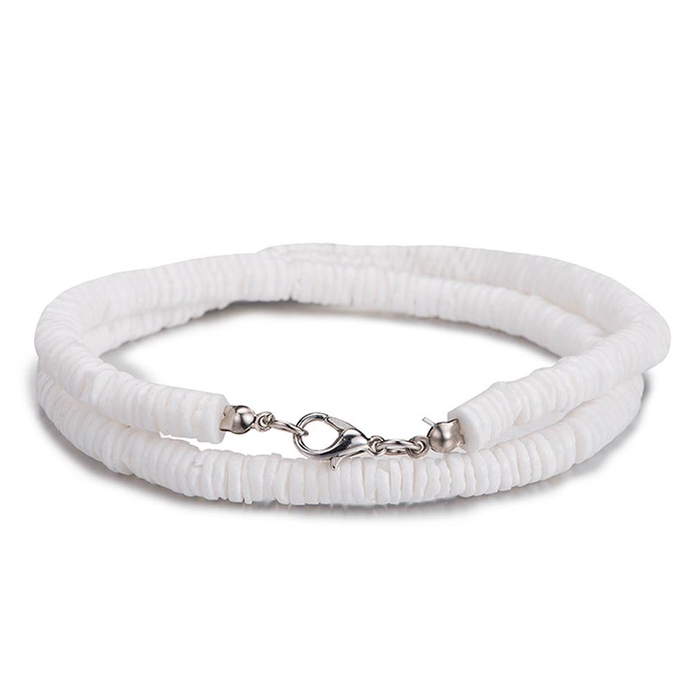 Bohémské mušlové náhrdelníky, Puka mušlový náhrdelník pro muže ženy Náhrdelník choker z mořských mušlí Hladký mušlový třísek Letní plážový náhrdelník