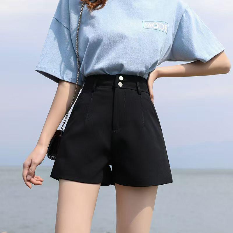 

2025 Women s High-Waist Wide-Leg A-Line Shorts - Versatile, Slim-Fit, Casual Pants for Spring & Autumn XL чёрный