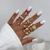 Vintage Gold Color Geometric Rings Trendy Finger Jewelry Hollow Out Adjustable Ring Set for Women Men Retro Boho Fashion Party Gift