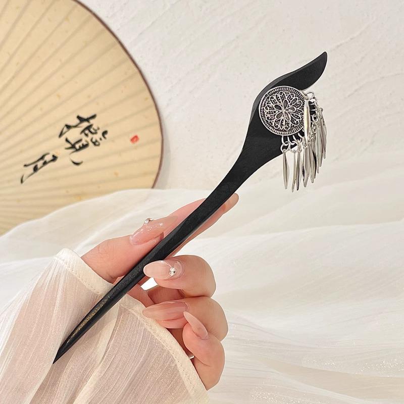 Chinesische High-End Quasten Haarnadel: Hanfu-Haaraccessoire im antiken Stil aus Holz