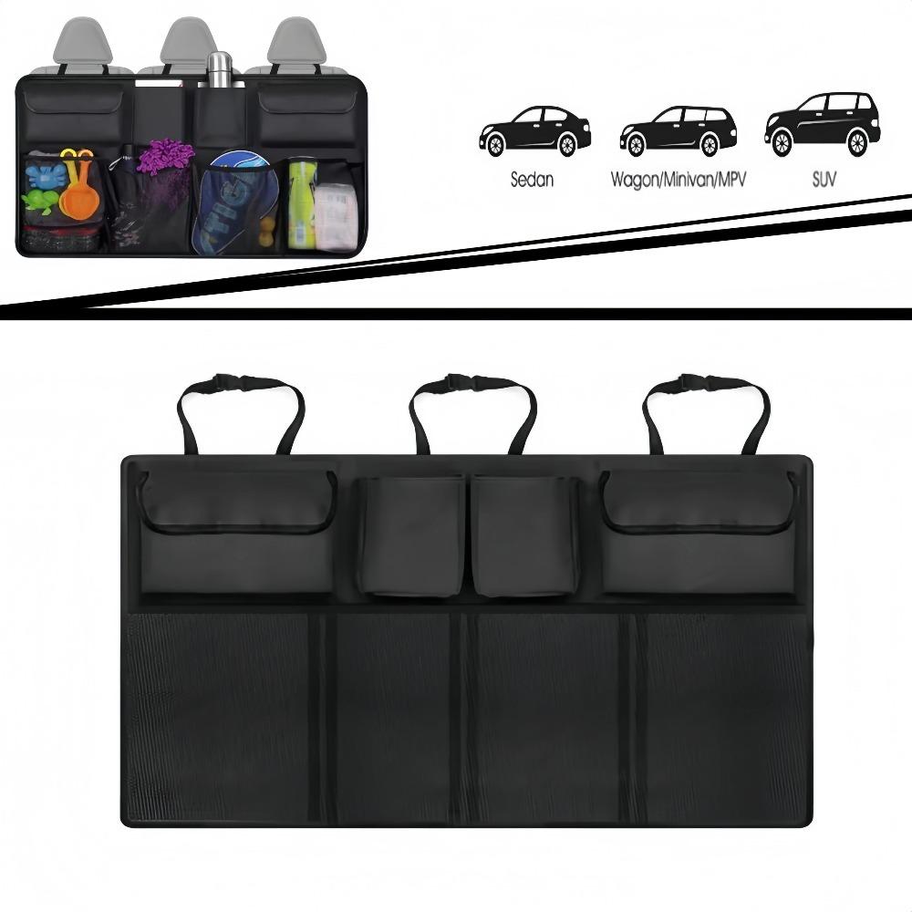 Car trunk storage bag SUV car seat back hanging bag Multi functional storage mesh bag Car interior storage items