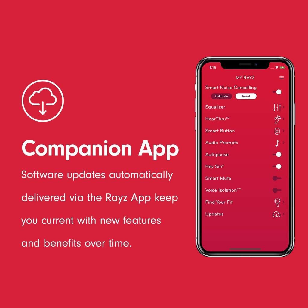 Pioneer Rayz Plus Smart Noise-Canceling Headphones, In-Ear - iPhone Compatible - Lightning - Listen & Charge (Bronze)