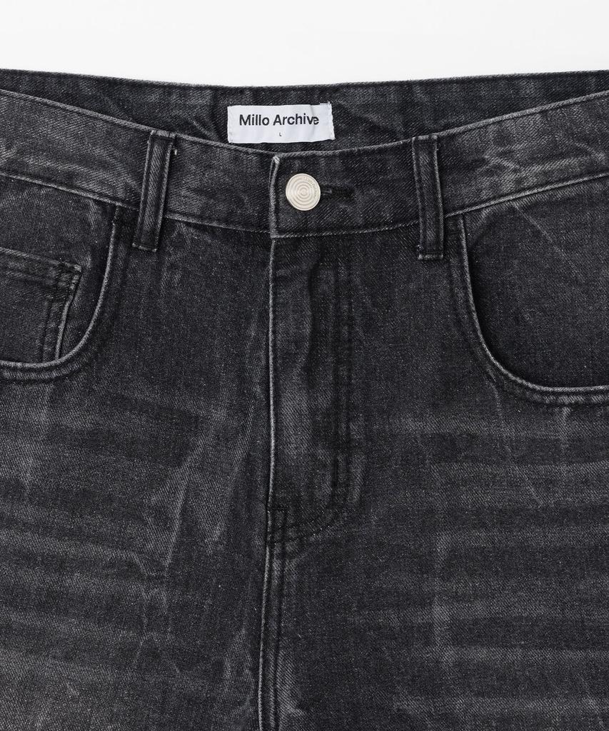 MILLO ARCHIVE Layered Washed Denim Bermuda Pants [Washed Black]