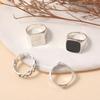 Personalized Ring, Fashionable And Simple Oil Drip Chain 4-Piece Set, Large Ring Jewelry.