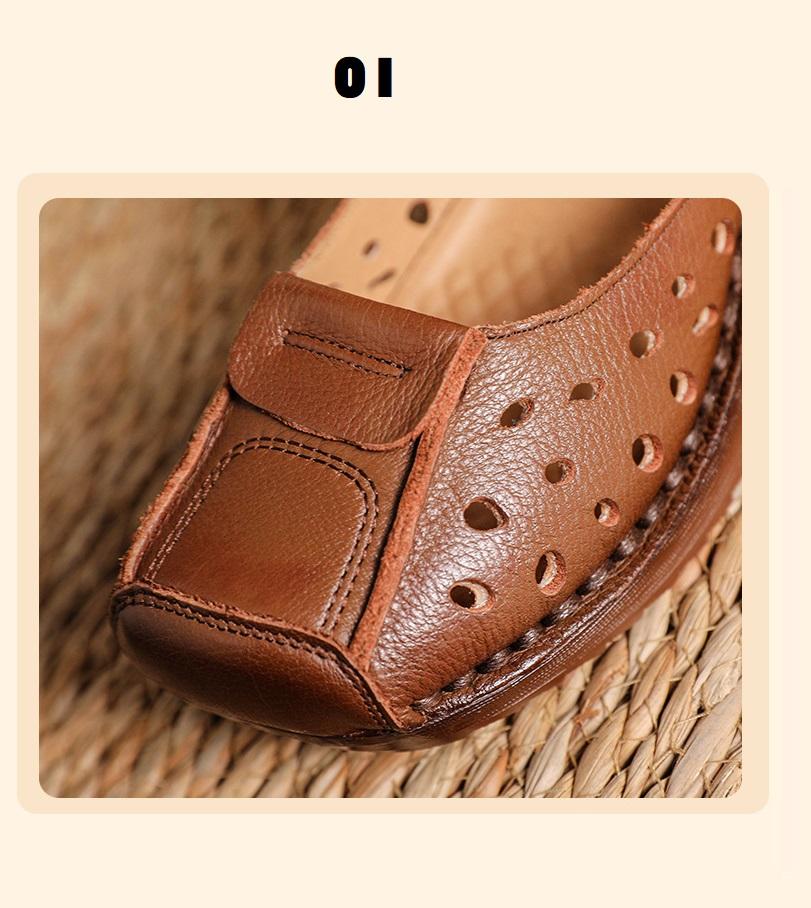 Fashion New Orthopedic Roman Sandals Women Cutout Cow Leather Shoes Ladies Gladiators Wedged Heels Mary Jane Sandals Woman Cutout Shoes