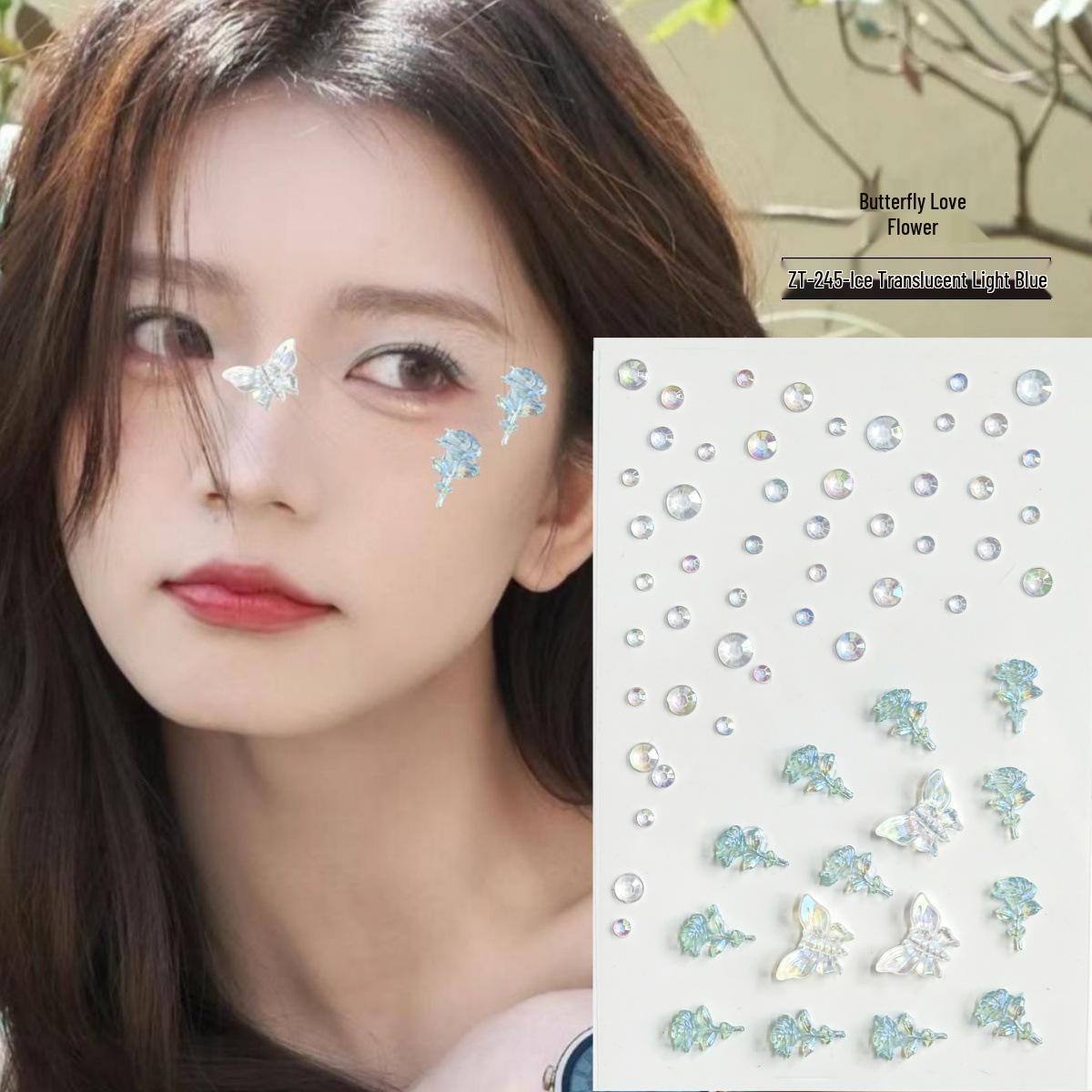 Переливающиеся наклейки для лица «Слеза Авроры» – Разноцветные, Розовые, Макияж Русалки для Фотографий