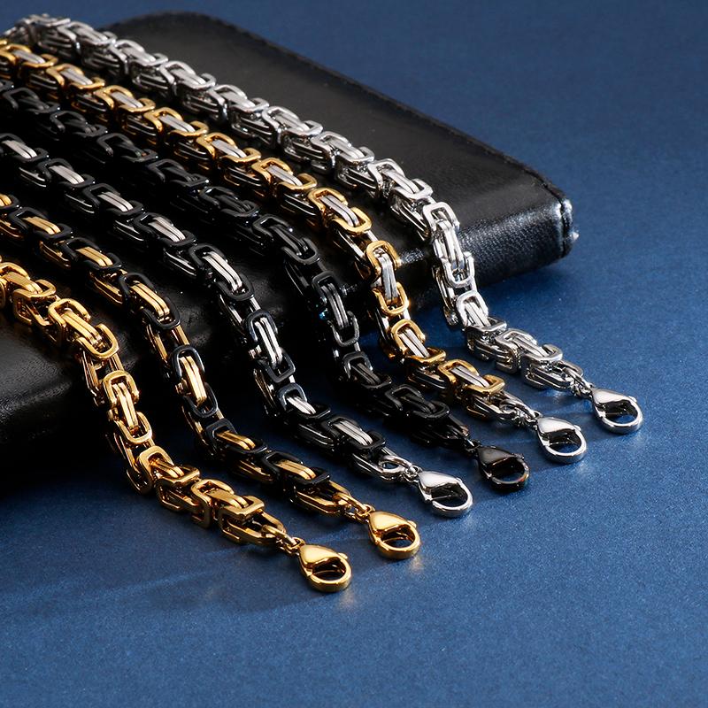 5mm Dubai Stainless Steel Byzantine Chain Bracelet Men Fashion Male Gold Color Wrap Bangle Biker Jewelry