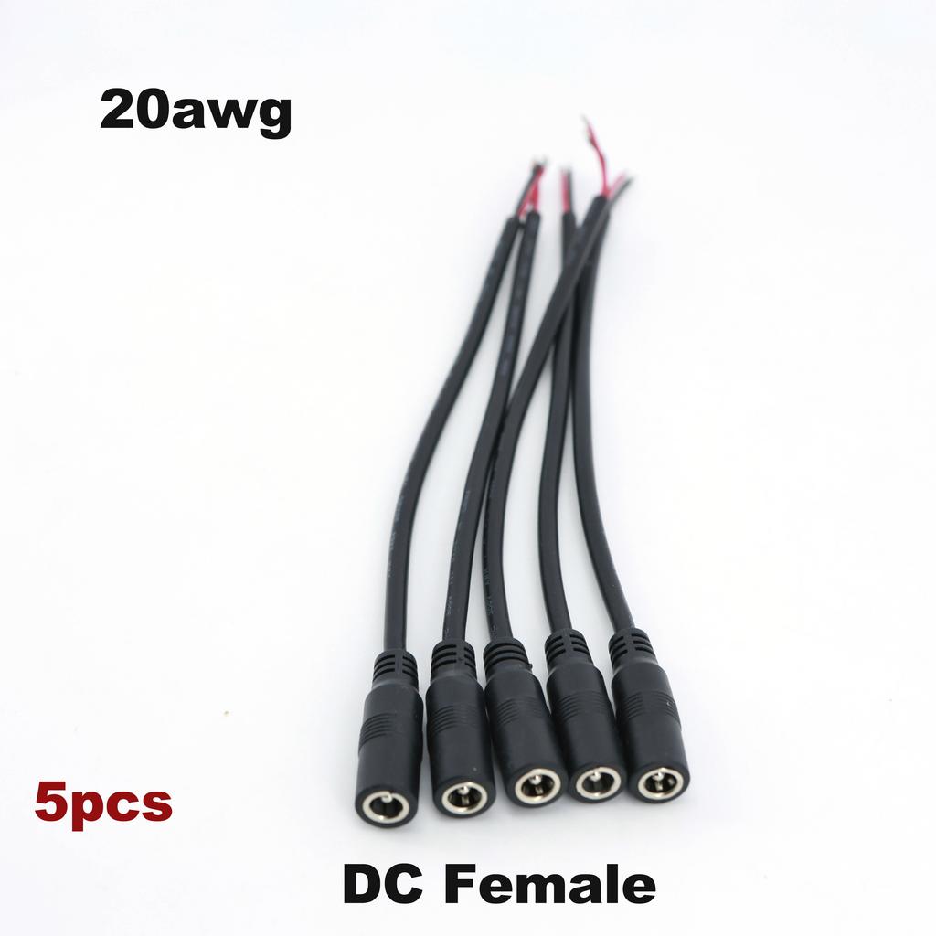 20cm 5.5 x 2.5mm 2pin 20awg 22awg DC Male female Power Connector Plug cable End Wire Supply Repair Cable 5525 DC5525 Pigtails