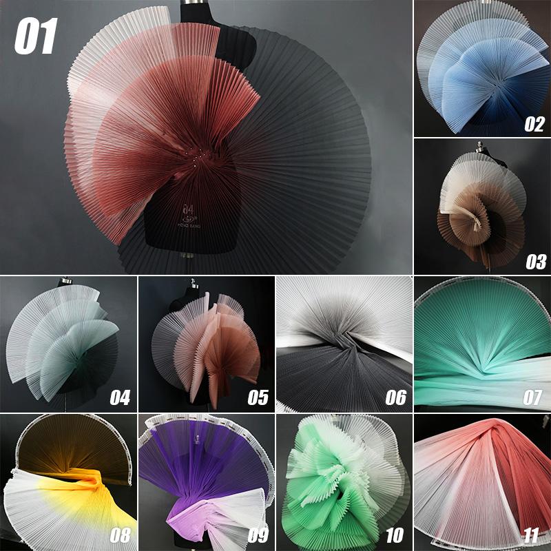 Stiff Accordion Pleated Mesh Tulle Fabric Gradient Pleated Designer Fabric For DIY Sewing Bubble Skirts Fashion Dress Background