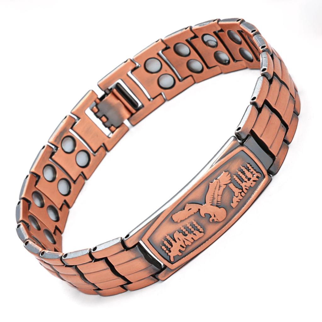 Bracciale Aquila in Rame Puro 99,9% Bracciale Magnetico Ultra-Resistente Per uomo Regolabile Regalo Perfetto Per Padre Marito Aquila