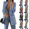European & American Plaid Lapel Slim Blazer Cardigan for Women - Spring/Autumn Fashion 2026