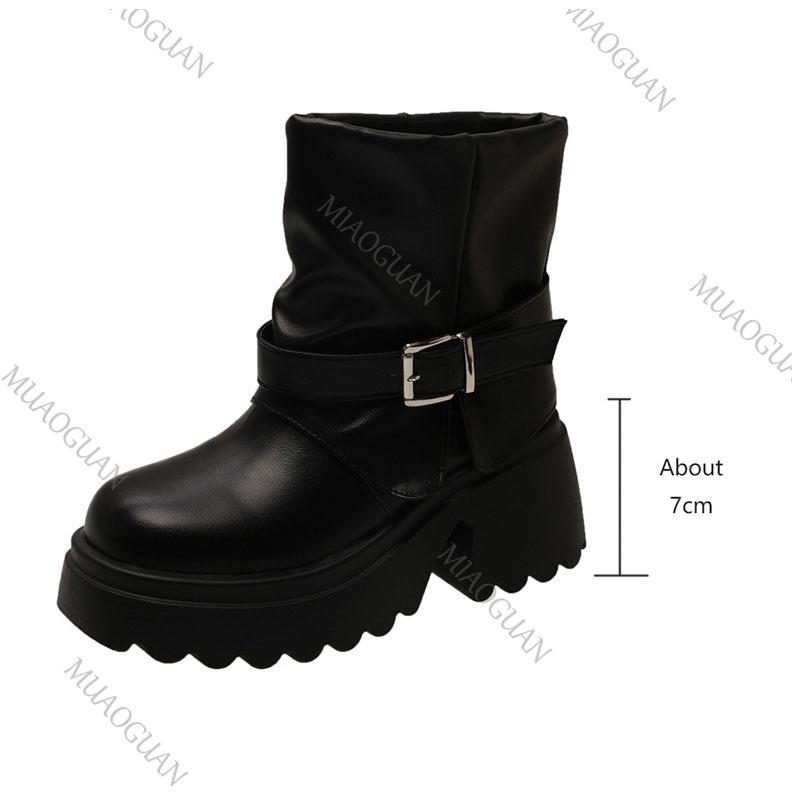 Fashion Western Short Boots Women 2025 Spring and Autumn New Retro Thick High Heels Shoes Platform Trouser Stacked Suede Ankle Boots