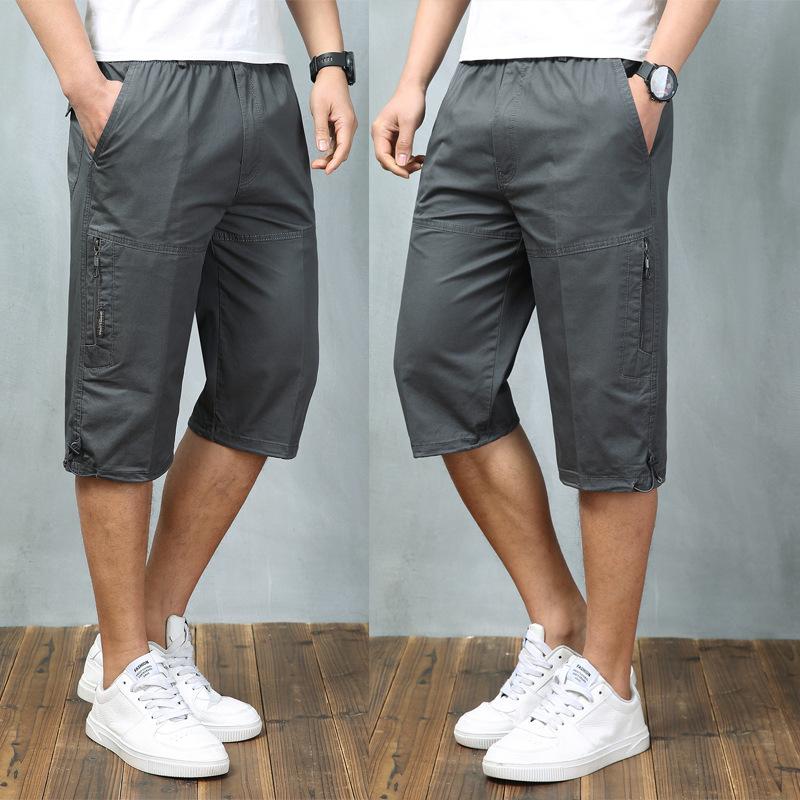 Summer tooling cropped pants, thin loose shorts, men's multi-pocket medium pants, casual sports cropped pants, men's