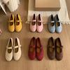 Französische Retro-Mary-Jane-Schuhe mit einem Knopf für Damen zum Tragen 2025 neue Feenwind-Ballerinas mit flachem Ausschnitt