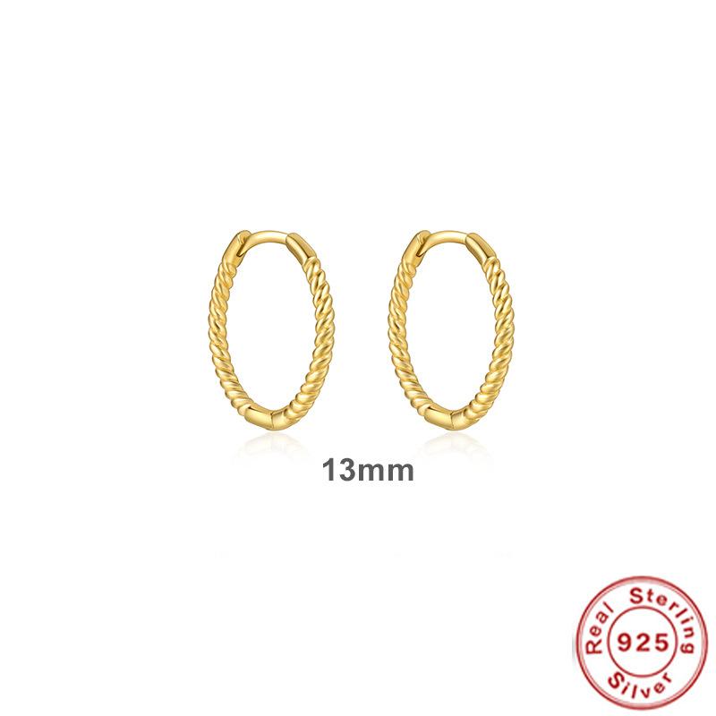 Basic Twist S925 Sterling Silver Hipster Twist Rope Circle Earrings Earrings Earrings Ear Buckle Versatile 18K Gold Jewelry