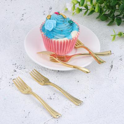 48Pcs Plastic Forks Spoons Disposable Cutlery Perfect for Dessert Ice Cream Pudding Cake 's Day Plastic Forks