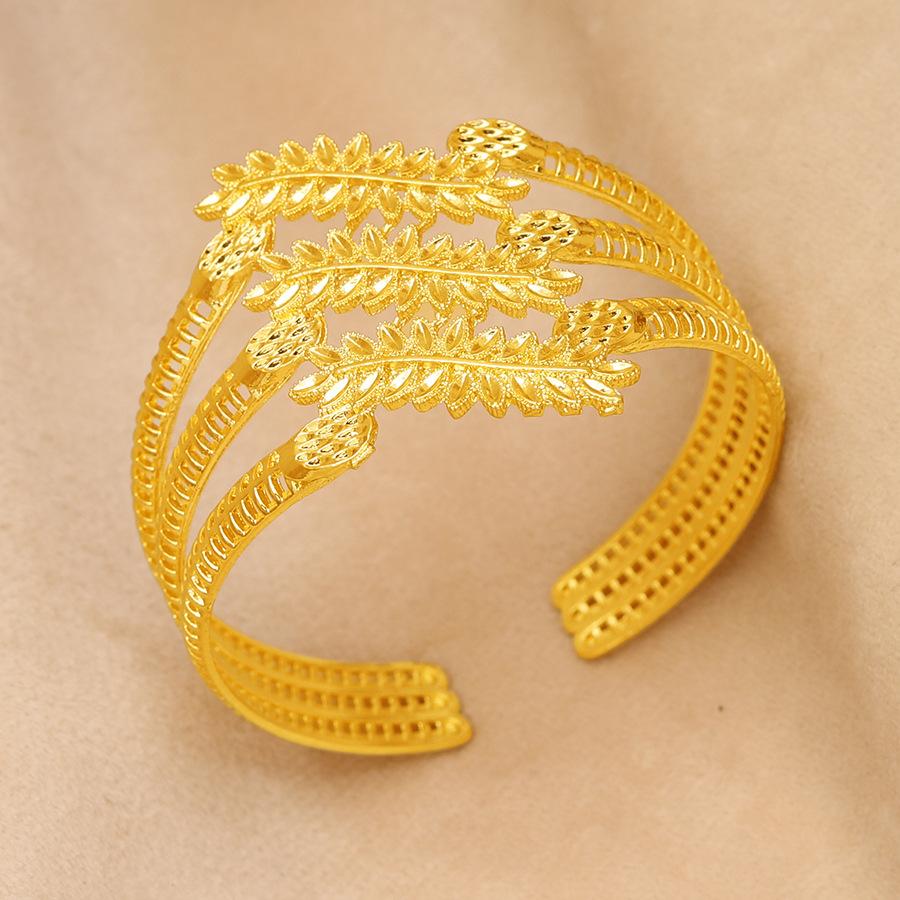 Dubai Bangles Ring Set For Women Indian Africa Lady Jewelry Ethiopian Gold Color Snake Cuff Bangles Wedding Bride Jewelry Gift