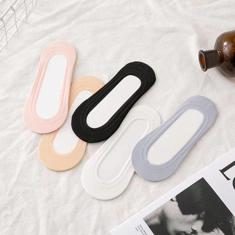 Seamless Ice Silk Boat Socks for Women Summer Thin Cotton Bottom Non slip One Circle Silicone Shallow Mouth Shoe Socks