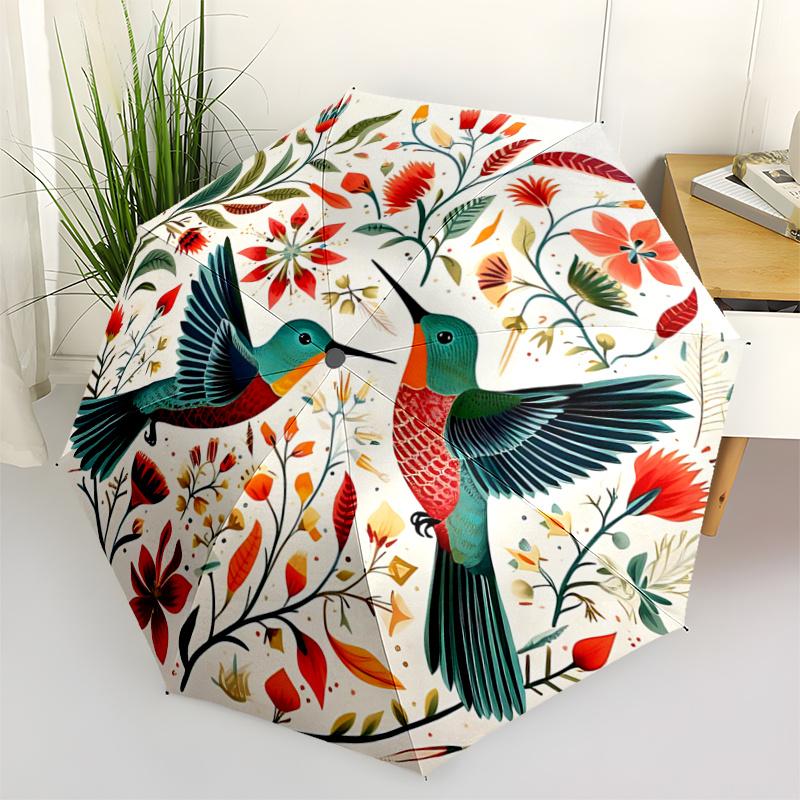 

1pc Two Birds Pattern Durable Cartoon Folding Umbrella, Portable 3-Fold Compact Umbrella for Men and Women, Suitable for Travel or Daily Use