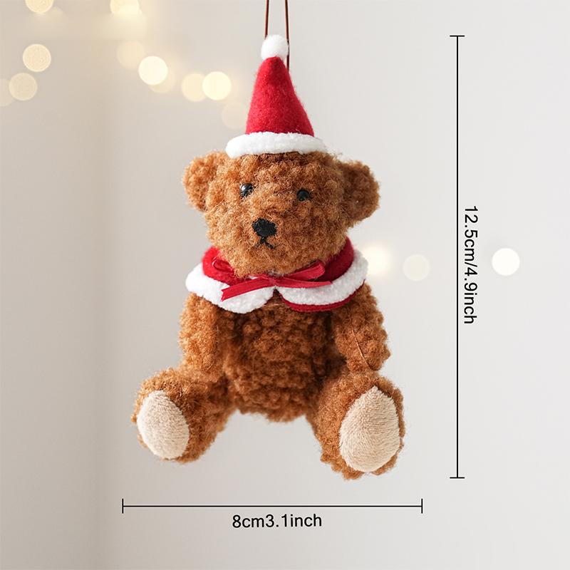 Christmas Coffee Colored Teddy Bear Shaped Pendant Decor Beer Sheep Hanging Christmas Tree Accessories Xmas Navidad Party Gifts
