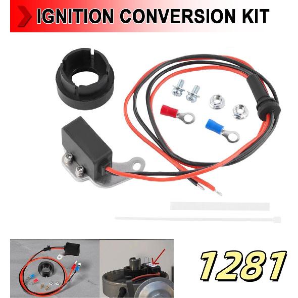 

1281 Electric Ignition Conversion Kit Fit for Ford/Mercury/Lincoln 260 289 302 351 352 390 427 V8 8 Cylinder 1957-1974, Ignitor Distributor Module