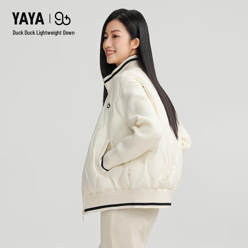 Yaya Women's Color-Block Lightweight Stand-Up Collar Down Jacket