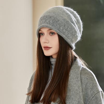 Hat Women'S Versatile Stacking Hat Show Face Small Baotou Cold Hat Big Head Circle Drawstring Knitted Wool Hat Confinement Hat