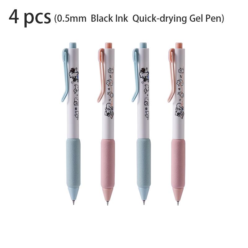 Deli 4pcs Black Ink Quick-drying Cute Gel Pen Signing Pen School Supplies Office Supplies Stationery Gift Kawaii Gel Pens black