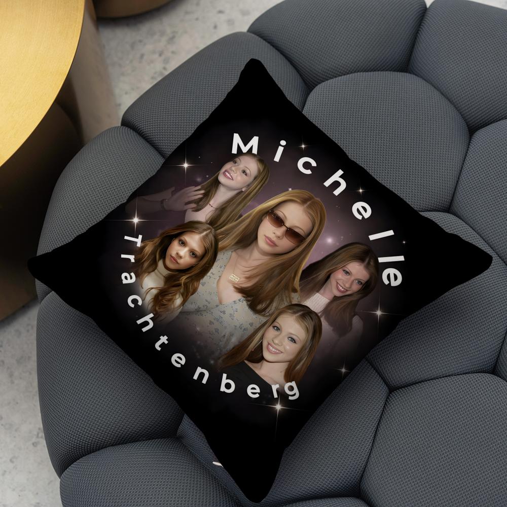 M-Michelle T-Trachtenberg Kuddfodral Vändbart Plyschkuddfodral – För bil, soffa, sovrum, perfekt som present.