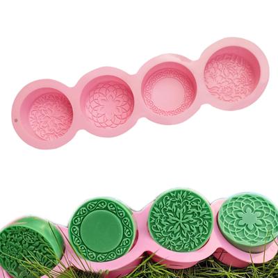3D Silicone Soap Mold Round Handmade DIY Making Crafts Mooncake Moulds