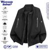 Wassup Sohot American Streetwear Stand Collar Bomber Jacket