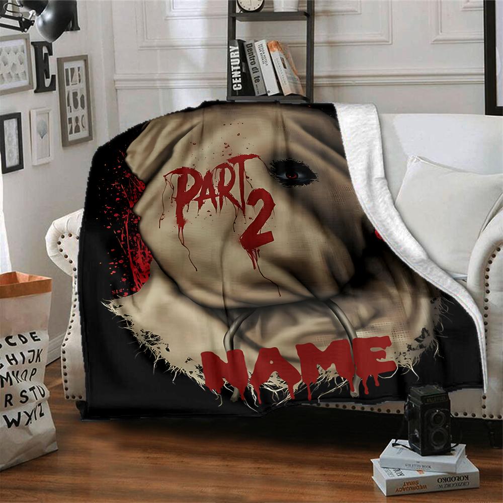 Custom Name Jigsaw Puppet Horror Party Blanket For Couch Bed Plush Cozy Fuzzy Blanket Super Soft Warm Blankets For Fall And Winter 0916141