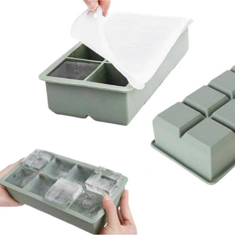 8 Grids Reusable Silicone Ice Cube Mold BPA Free Ice Maker Food Grade Maker Form Frozen DIY Ice Cubes Mould Tray With Lid