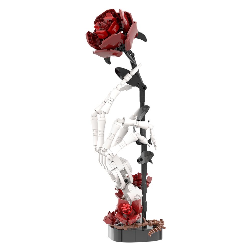 Gobricks MOC Gothic Skull Rose Bricks Model Skeleton Hand Rose Flowers Building Block Valentines Toys Gift