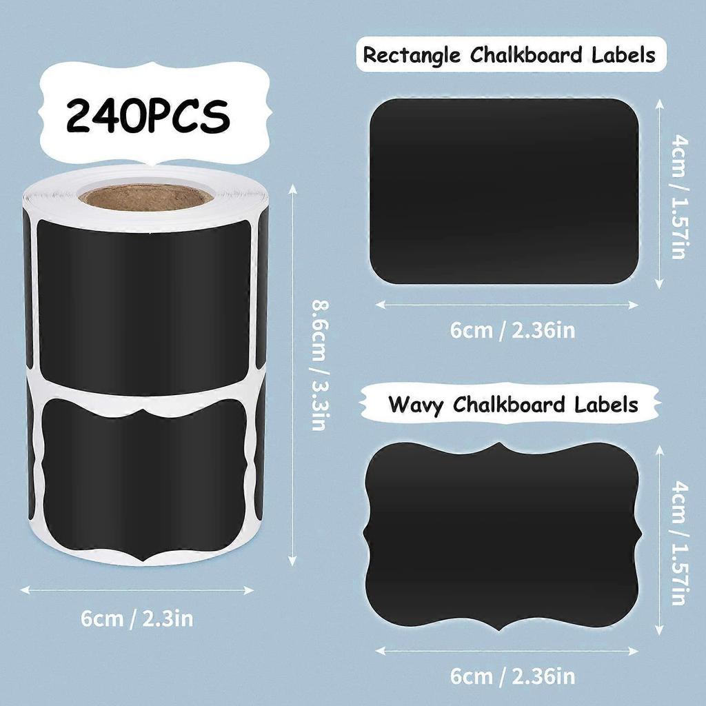 240 Pcs Chalkboard Label Stickers, Reusable Waterproof Blackboard Label Stickers for Mason Jars, Storage Bins